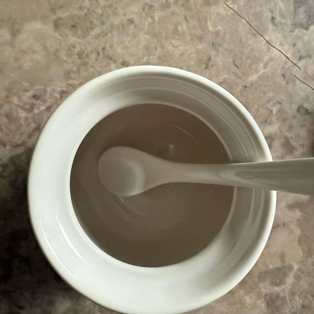 Rae Dunn White Sugar Jar with Wooden Lid and Spoon - Picture 4 of 5